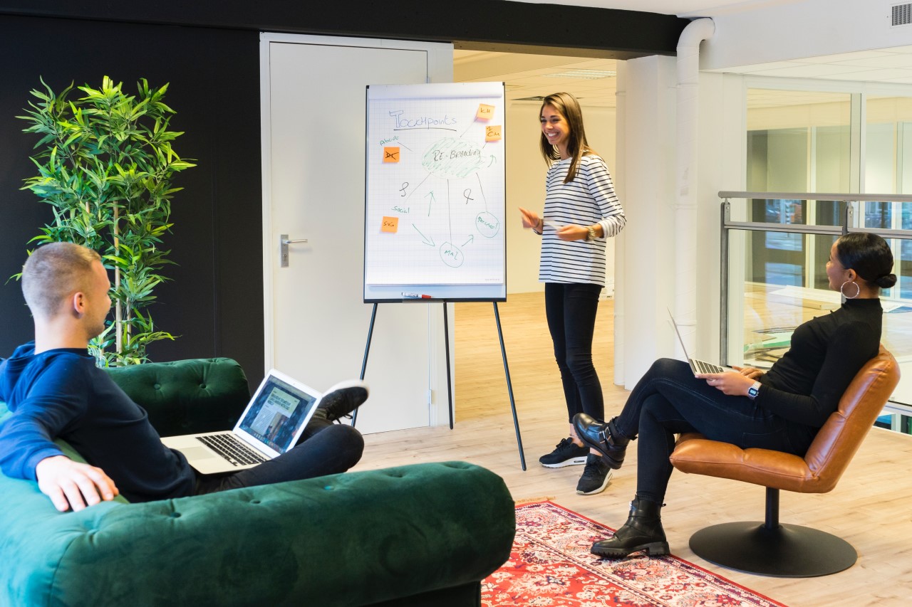 Woman giving business presentation